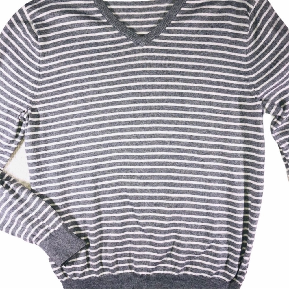 J. Crew Cashmere Blend V-Neck Stripe Sweater Like New! Size Medium